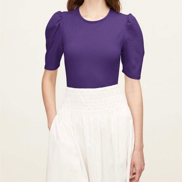 NEW Rebecca Taylor Purple A-line Puff Sleeves T-shirt US S - Picture 1 of 5